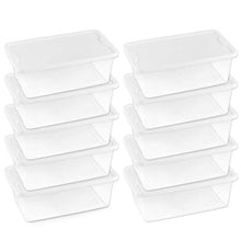 Load image into Gallery viewer, Homz Plastic Storage Bins, Snap Lock White Lids, 6 Quart, Clear, Stackable, 10-Pack