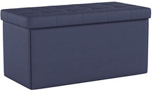 Load image into Gallery viewer, Seville Classics Foldable Tufted Storage Bench Ottoman, Midnight Blue