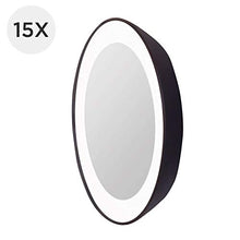 Load image into Gallery viewer, Zadro 15X Magnification Next Generation LED Lighted Suction Cup Mirror, Black, Silver Finish