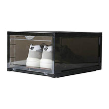 Load image into Gallery viewer, SneakNeat Sneaker Storage Container - 10-Piece Black Shoe Box Set with Drop Front - Store Up to Mens USA Size 13 Size - Stackable Organizer Stores, Protects, Displays Sneakers Collection