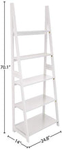 Load image into Gallery viewer, Amazon Basics Modern 5-Tier Ladder Bookshelf Organizer with Solid Rubber Wood Frame, White