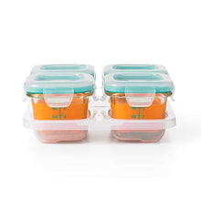 Load image into Gallery viewer, OXO Tot Glass Baby Blocks Food Storage Containers, Teal, 4 oz