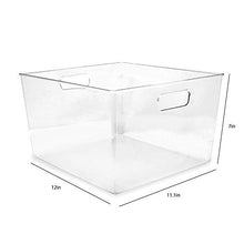 Load image into Gallery viewer, Isaac Jacobs 3-Pack XL Clear Storage Bins with Handles, Plastic Organizer for Office, Home, Kitchen, Pantry, Closet, Kids Room, Cube Shelf, Non-Slip Container Set (3-Pack, Extra-Large)