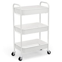 Load image into Gallery viewer, CAXXA 3-Tier Rolling Metal Storage Organizer - Mobile Utility Cart Kitchen Cart with Caster Wheels, White