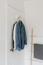 Load image into Gallery viewer, Umbra Flip Wall Mounted Floating Rack – Modern, Sleek, Space-Saving Hanger with Retractable Hooks to Hang Coats, Scarves, Purses and More, 1, White/Nickel