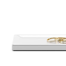 Load image into Gallery viewer, Umbra Trigem Hanging Jewelry Organizer Tiered Tabletop Countertop Free Standing Necklace Holder Display, 3, Brass/White