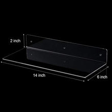 Load image into Gallery viewer, 8 Pieces 14 Inch Acrylic Floating Shelf, Invisible Wall Mounted Display Organizer Ledge Book Shelf for Living Room, Office, Bedroom, Bathroom, Kitchen (Clear)