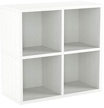 Load image into Gallery viewer, Way Basics Eco Stackable Quad Cube 4 Cubby Storage Shelf Organizer (Tool-Free Assembly and Uniquely Crafted from Sustainable Non Toxic zBoard Paperboard), White