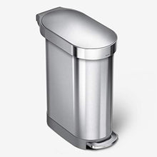 Load image into Gallery viewer, simplehuman 45 Liter / 12 Gallon Slim Hands-Free Kitchen Step Trash Can with Liner Rim, Brushed Stainless Steel