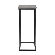 Load image into Gallery viewer, Household Essentials Slate Industrial Narrow End Table | Metal C Shaped Frame and Rectangle Faux Concrete Top | Grey
