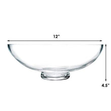 Load image into Gallery viewer, CYS Excel Glass Decorative Bowl (H:4.5" D:12") | Fruit Display Bowl | Terrarium Bowl | Kitchen Table Centerpiece | Footed Pedestal Bowl
