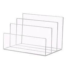 Load image into Gallery viewer, Clear Acrylic File Sorter, 3 Sections Desk Plastic File Folder Rack, Clear Office File Organizer for Document Paper Letter Book Envelope Laptop Makeup Eye Shadow Palette Mail Electronic Purse