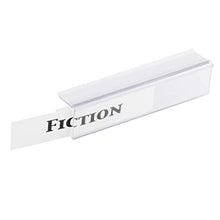 Load image into Gallery viewer, Pack of 25 – Clear Plastic Shelf Label Holder, Wood Shelf Sign and Ticket Holder, Clips On to Shelves 5/8" to 3/4" Thick - Length of Label Area, 3" X Height of Label Area, 7/8"
