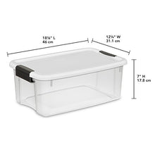Load image into Gallery viewer, Sterilite 19849806 18 Quart/17 Liter Ultra Latch Box, Clear with a White Lid and Black Latches, 6-Pack