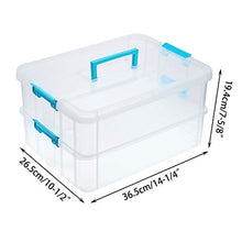 Load image into Gallery viewer, BTSKY 2 Layer Stack & Carry Box, Plastic Multipurpose Portable Storage Container Box Handled Organizer Storage Box for Organizing Stationery, Sewing, Art Craft, Jewelry and Beauty Supplies Blue