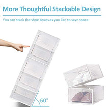 Load image into Gallery viewer, Amzdeal 6 Pcs Stackable Shoe Storage Boxes - Clear Plastic Stackable Shoe Organizer, Front Opening Shoe Container Box for Closets, Space Saver Foldable Shoe Box Bin. Fit up to US Size 10