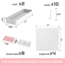 Load image into Gallery viewer, Pegboard Combination Kit with Shelf and Hooks No Punching for Garage Kitchen Living Room Bathroom 22"x22",Pegboard Wall Organizer (White, 4)