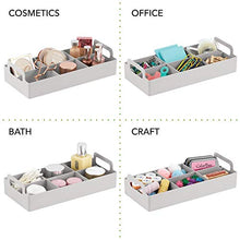 Load image into Gallery viewer, mDesign Compact Plastic Tea Storage Organizer Caddy Tote Bin - 6 Divided Sections, Built-in Handles - Holder for Tea Bags, Packets, Sweeteners, and Small Packets, 2 Pack - Light Gray