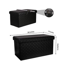 Load image into Gallery viewer, B FSOBEIIALEO Folding Storage Ottoman, Faux Leather Footrest Stool Long Bench, Black 30"x15"x15"