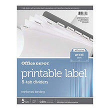 Load image into Gallery viewer, Office Depot Plain Dividers With Tabs And Labels, White, 8-Tab, Pack Of 5 Sets, 11347