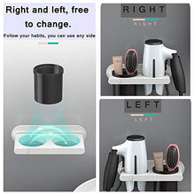 Load image into Gallery viewer, NA Hair Dryer Holder Hanging Rack Organizer Wall Mount Adhesive for Blow Dryer Cabinet Door Hair Care Styling Tool Organizer Bathroom Accessories Storage Set No Drill - White