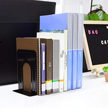 Load image into Gallery viewer, Jekkis 20pcs Metal Bookends, Heavy Duty Book Ends, 6.6 x 5.7 x 4.9 inches Black Bookend Supports, Nonskid Bookends for Shelves, Office and Home