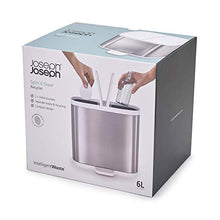 Load image into Gallery viewer, Joseph Joseph Split Step Trash Can Recycle Bin Dual Compartments Removable Buckets, 1.6 Gallon/6 Liter, Stainless Steel
