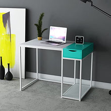 Load image into Gallery viewer, SINPAID Computer Desk with Drawers Small White Home Office Desk Powerful Storage Capacity Kids Desk with Host Stand Modern Makeup Dressing Table, 40 inches, White & Turquoise