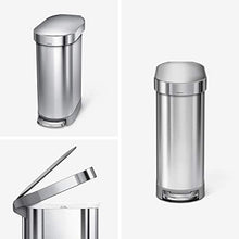 Load image into Gallery viewer, simplehuman 45 Liter / 12 Gallon Slim Hands-Free Kitchen Step Trash Can with Liner Rim, Brushed Stainless Steel