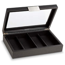 Load image into Gallery viewer, Glenor Co Sunglasses Organizer Case - 8 Slot Storage Holder to Display Sunglass/Eye Glasses - Modern Box with Clear Glass Top and Metal Buckle for Men and Women - Carbon Fiber Leather Design - Black
