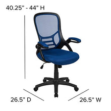 Load image into Gallery viewer, Flash Furniture High Back Blue Mesh Ergonomic Swivel Office Chair with Black Frame and Flip-up Arms