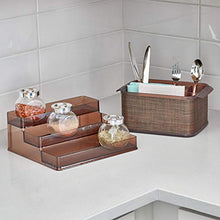 Load image into Gallery viewer, iDesign Twillo Plastic Stadium Spice Rack, 3-Tier Organizer for Kitchen Pantry, Cabinet, Countertops, Vanity, Office, Craft Room, 9.2" x 10" x 4", Bronze