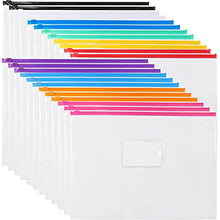 Load image into Gallery viewer, EOOUT 24pcs Plastic Envelopes Poly Zip Envelopes Files Zipper Folders, A4 Size/Letter Size, 10 Colors, for School and Office Supplies