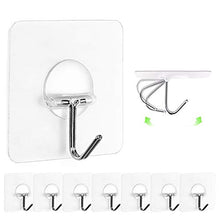 Load image into Gallery viewer, JINSHUNFA Wall Hooks 13lb(Max) Transparent Reusable Seamless Hooks,Waterproof and Oilproof,Bathroom Kitchen Heavy Duty Self Adhesive Hooks,8 Pack