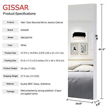 Load image into Gallery viewer, GISSAR Full Length Mirror Jewelry Cabinet, 6 LEDs Jewelry Armoire Wall Mounted Over The Door Hanging, Jewelry Organizer Storage with Lights Lockable White