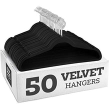 Load image into Gallery viewer, Zober Non-Slip Velvet Hangers - Suit Hangers (50-pack) Ultra Thin Space Saving 360 Degree Swivel Hook Strong and Durable Clothes Hangers Hold Up-To 10 Lbs, for Coats, Jackets, Pants, & Dress Clothes
