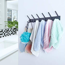 Load image into Gallery viewer, WEBI Coat Rack Wall Mounted,17-1/8 Inch Coat Hooks for Hanging Coats,Heavy Duty Metal Hook Rack Rail with 6 Double Dual Hooks Coat Hanger Wall Mount for Purse Clothes Jacket Backpack Entryway,Black