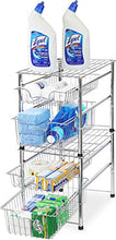 Load image into Gallery viewer, SimpleHouseware Stackable 2 Tier Sliding Basket Organizer Drawer, Chrome