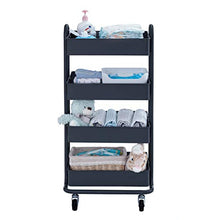 Load image into Gallery viewer, ECR4Kids-ELR-20702 4-Tier Metal Rolling Utility Cart - Heavy Duty Mobile Storage Organizer, Black