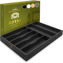 Load image into Gallery viewer, Bamboo Kitchen Drawer Organizer - Silverware Organizer/Utensil Holder and Cutlery Tray (Black)