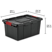 Load image into Gallery viewer, Sterilite 14649006 15 Gallon/57 Liter Industrial Tote, Black Lid & Base w/ Racer Red Latches, 6-Pack