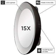 Load image into Gallery viewer, Zadro 15X Magnification Next Generation LED Lighted Suction Cup Mirror, Black, Silver Finish