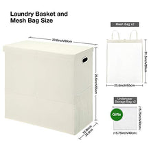 Load image into Gallery viewer, Greenstell Laundry Hamper with Lid and Handles, Foldable Divided Laundry Basket with Mesh Pockets, Easy Movement Clothes Laundry Basket for Bedrooms, Laundry Room and Balconies Beige