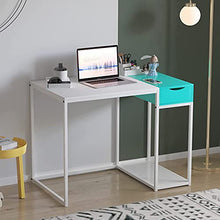 Load image into Gallery viewer, SINPAID Computer Desk with Drawers Small White Home Office Desk Powerful Storage Capacity Kids Desk with Host Stand Modern Makeup Dressing Table, 40 inches, White & Turquoise