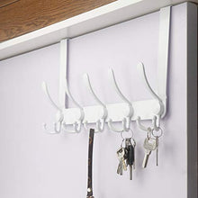 Load image into Gallery viewer, Dseap Over The Door Hook Hanger - 5 Tri Hooks, Heavy Duty Over The Door Towel Rack Coat Rack for Clothes Hat Towel, White, 2 Packs