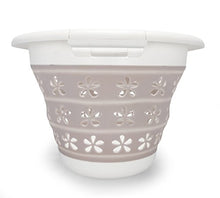 Load image into Gallery viewer, Camco White/Taupe Collapsible Utility/Laundry Basket – Perfect for Homes, Boats, and RVs – Easy Grip Carrying Handles - Foldable for Compact Storage,small - 51951