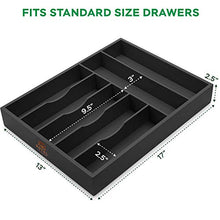 Load image into Gallery viewer, Bamboo Kitchen Drawer Organizer - Silverware Organizer/Utensil Holder and Cutlery Tray (Black)