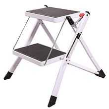 Load image into Gallery viewer, REDCAMP Small Step Ladder 2 Step Stool Folding, Portable Sturdy Metal Small Ladder for Home Kitchen Household Closet, White 250lbs