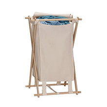 Load image into Gallery viewer, Household Essentials 6785-1 Collapsible Wood X-Frame Laundry Hamper with Fold Over Lid