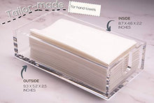 Load image into Gallery viewer, Acrylic Napkin Holder - Guest Towel Holder Tray for Bathroom, Kitchen or Dinner Table - Clear as Glass with Nonslip Feet - an Elegant Dispenser to Show Off your Hand Towels